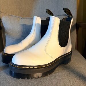 Dr. Martens White Ankle Boots with Black Accents